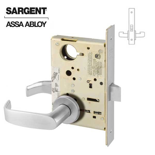 Sargent 8200 Series Mortise Lock Mechanical Passage or Closet LN Trim L Rose Satin Chrome Plated Finish SRG-8215-LNL-26D - main